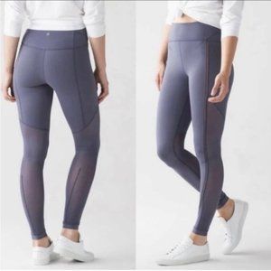 Lululemon Sculpt It Tight Women Sz 8 Greyvy Semi Sheer Panels Hi Rise READ DSCRP